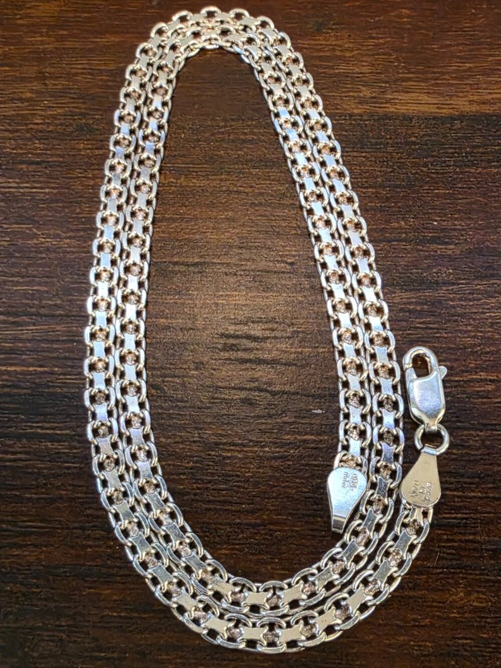 Vintage Milor Italy 925 Sterling Silver Geometric Link Box Chain Necklace 18"
